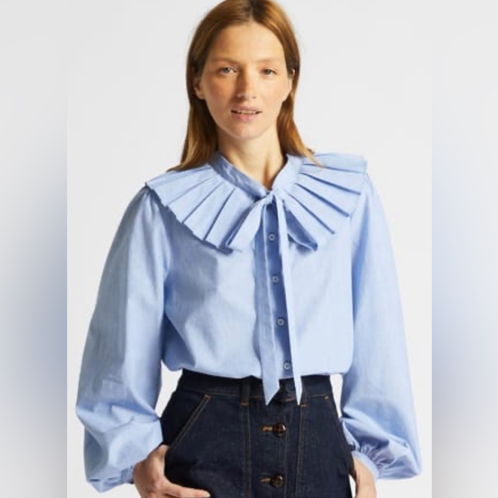 Parisian Cotton Pleated Blouse NWOT from Monoprix